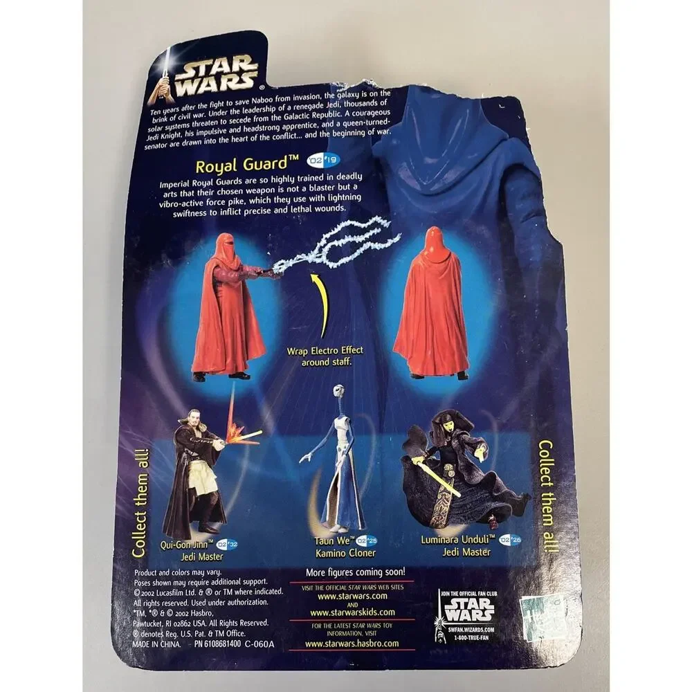 (3) Star Wars Attack of the Clones-Royal Guard-Shaak Ti-Luminara Unduli NIB 2002